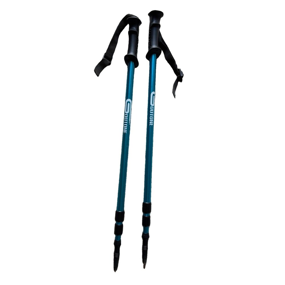 Set Of 2 VTG Outone Telescopic Twistlock Trekking Poles Rubber Handle Cyan Blue